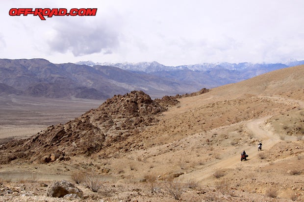 Motorcycles are allowed to travel off-road in Death Valley, but they need to be plated bikes.