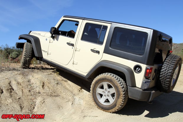 Our 2012 Rubicon made scaling most off-road obstacles a breeze, thanks in part to its front and rear locking differentials in the Dana 44 axles. 