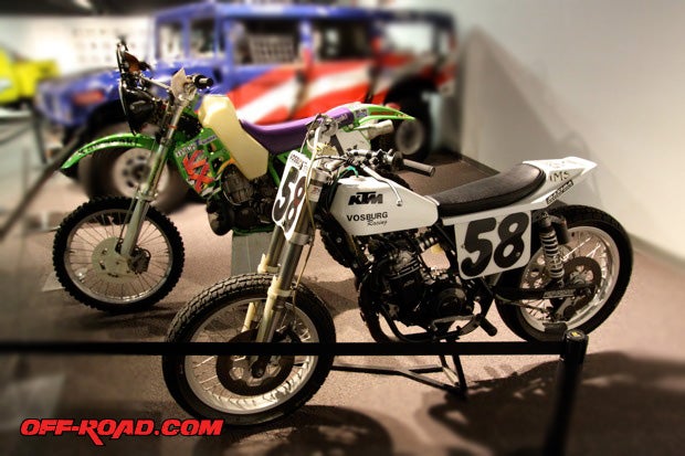 How can you miss the massive Alpha H1 Hummer that raced in Baja and Dakar with Rod Hall behind the wheel? Youll also find motorcycles inside ORMHF, including this KTM raced by Davey Durelle that broke a record racing Pikes Peak, and Baja 1000 winning Kawasaki KX500 ridden by Larry Roeseler.