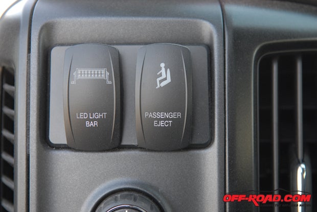 Accessory switches are in overhead console on production trucks, fog lights switched by the factory equipment. If only the right switch was real