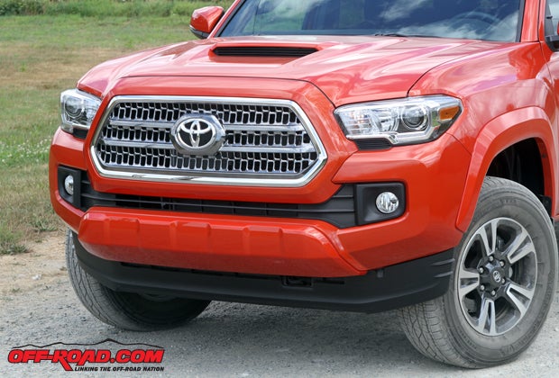 The air damn found under the front bumper of the new Tacoma also aids in reducing drag and improving aerodynamics, but Toyota says it will feature a class-best 29 degree approach angle. The TRD Off-Road model wont feature the air damn, and therefore it will have an even greater approach angle at 32 degrees.