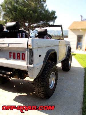 Ford Bronco with new Bushwacker Dura-Flex XL Rear Expanded Opening flares on 37s.