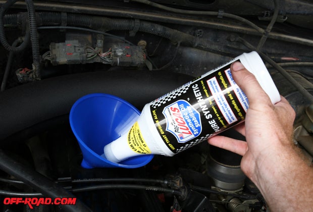 We technically only used 5 quarts of 10W30 Synthetic Lucas Oil during our oil change, as we chose to install a quart of Lucas Oil Synthetic Oil Stabilizer. The additive can be used with synthetic and non-synthetic oils to helps reduce internal friction by providing additional lubrication.