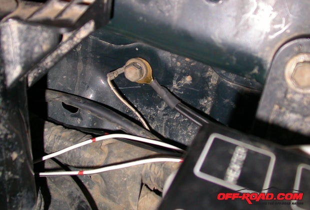 On the third-gen 4Runner, we used this ground on the inner drivers fender wall, but there are many grounds available for your wiring pleasure.