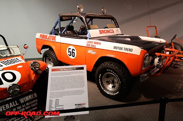 For you Ford buffs, Vessells F-150 and the 1966 Stroppe Bronco that won 1969 Mexican 1000 are crowd pleasers. Theres even a Mayers Manx  the list goes on!