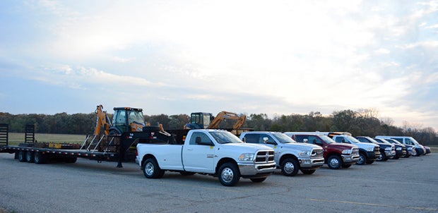 Pretty maids all in a row: FCA invited us to its fabled Chelsea Proving Grounds outside of Detroit for a tow day (but thankfully, not a snow day) with its lineup of 1500, 2500 and 3500 Heavy Duty trucks as well as its ProMax line of cargo vans.