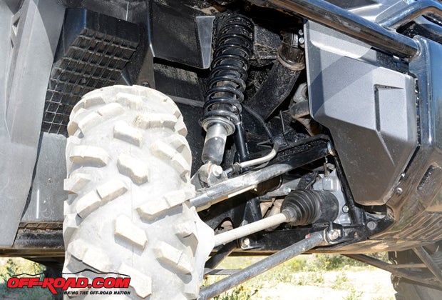 The front A-arm suspension offers 10.5 inches of travel. 