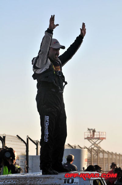 Greg Adler celebrates his win. 
