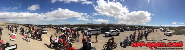 A panoramic view of the resart for the bikes, quads and side-by-sides. 