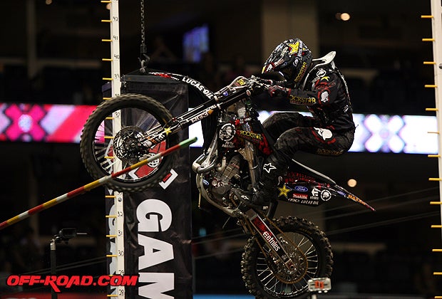 Brian Deegan was unable to clear the bar and was eliminated from the competition at the 35'6" mark. 