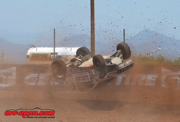 Carl Renezeder crashed trying to chase down Pro 4s Kyle LeDuc in Surprise but ended up pushing too hard and crashed.