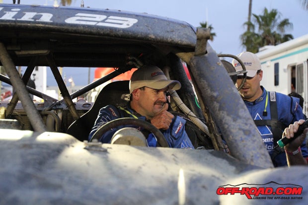 Chuck Hovey fought off rear brake issues to earn fourth place in Trophy Truck with Dan McMillin.