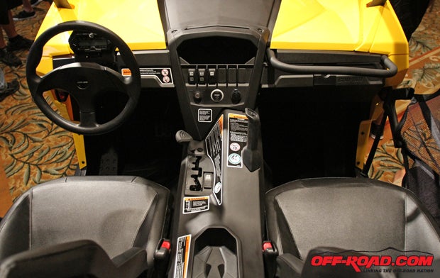 An adjustable drivers seat and tilt steering are featured in the Maverick 1000R. Photo by Josh Burns