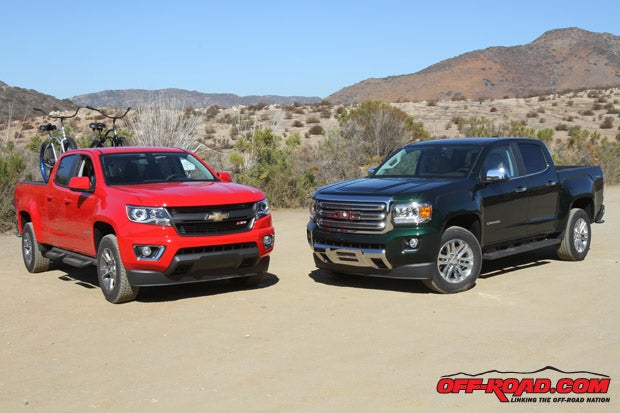 GM is introducing two all-new trucks in 2015 that share the same basic platform but unique styling: The Chevy Colorado (left) and GMC Canyon. 
