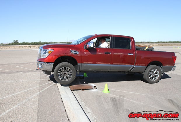 We were allowed into Nissan's Arizona Test Center (ATC) and the team showed us a few of the tests the Titan XD went through, such as this simulated curb jump that tests suspension durability.