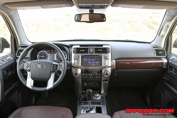Our well-appointed Limited model features wood inlay on the dash. Dead center in the dash is a touchscreen display that features navigation and displays video for the rear backup camera.