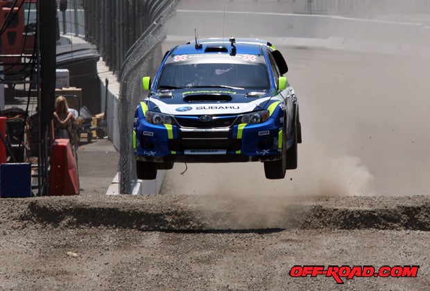 David Higgins tackles the jump in Rally Car at X Games 17. 