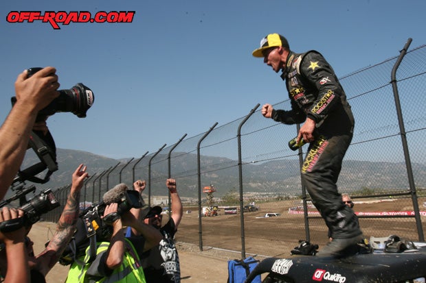 Brian Deegan was pumped after his last-minute win in Pro Lite. 