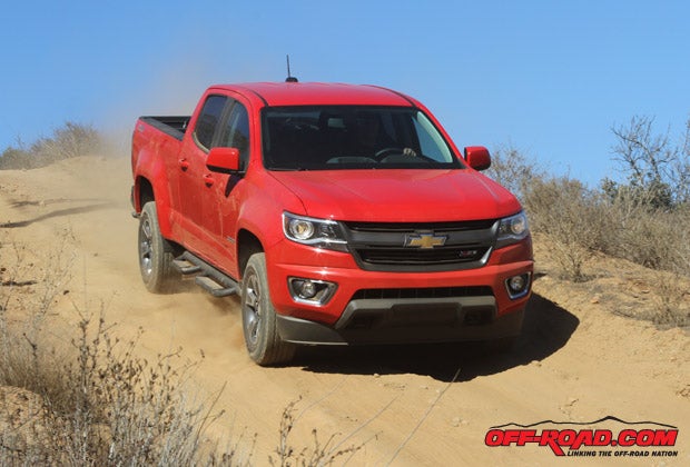 We didnt spend a ton of time in the dirt, but we did get a feel for the Colorado and Canyon off the highway. Both trucks offered confident handling and performance on the bumpier, weather roads we encountered. 
