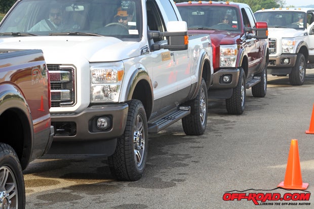A fleet of Ford F-250s served as our test trucks for the event.