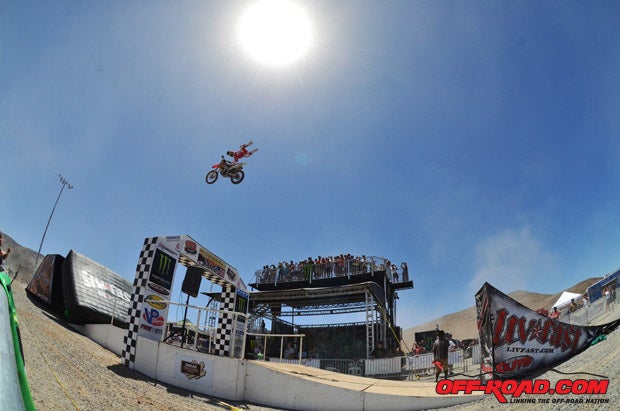 Freestyle motorcross demos kept spectators entertained during the race. 