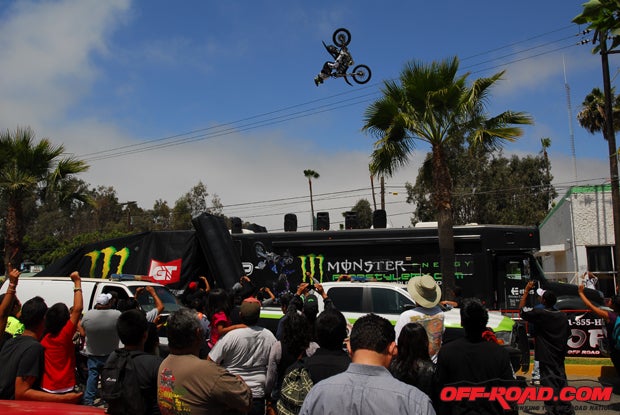 There were three freestyle motocross demonstrations today in Ensenada. 