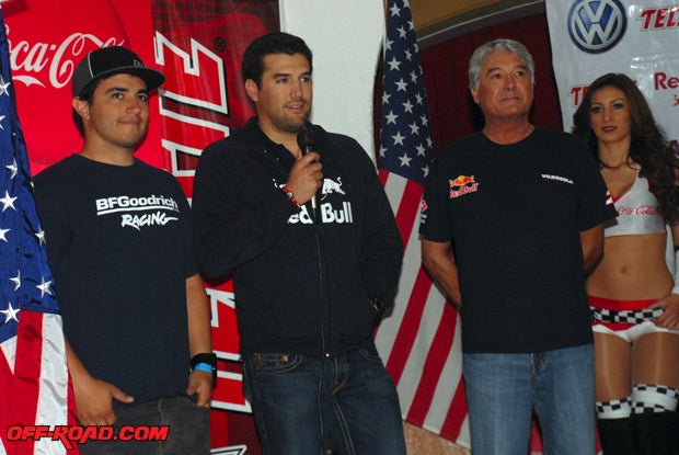 Gustavo (Tavo) Vildosola Jr. (middle) and father Gustavo Vildosola Sr. (right) will drive with Rodrigo Ampudia Jr. in hopes of becoming the first Mexican National team to win the Baja 1000. 