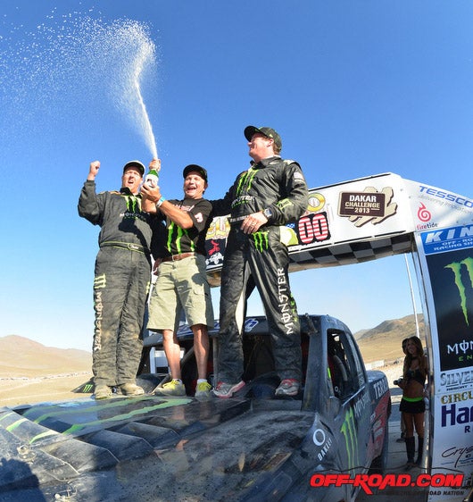The winning Trophy Truck team celebrates the win. 