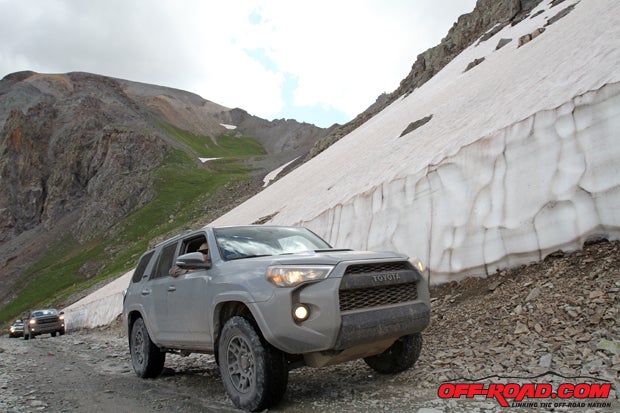 Imogene Pass is at more than 13,000 feet of elevation. This ice wall en route to the top lets you know you're getting close.