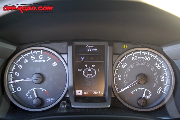 Past present: The Tacoma offers both analog gauges and a large, 4-inch LED screen.