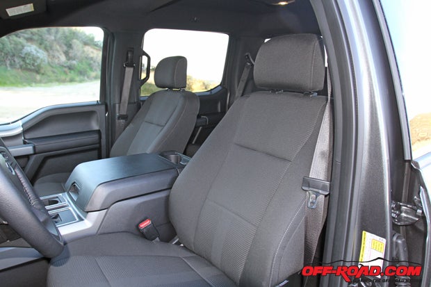 The F-150's bucket seats were praised by our testers for comfortably holding the driver and passenger in place on or off road. 