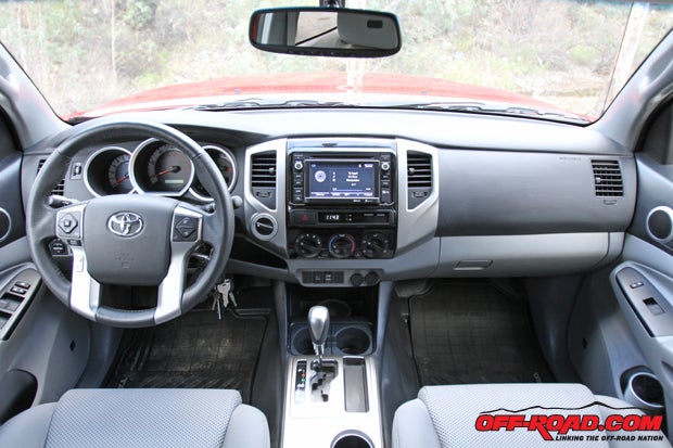 Our main ergonomic complaint with the Tacoma is its low-to-the-floor drivers seat, which puts the driver in a go-kart style seating position compared to the other trucks. 