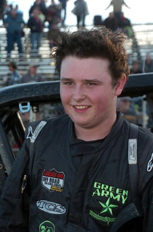 Fresh-faced Justin Davis, overall winner in SCORE Lites last year, took his new Class 1 racecar to victory at the Laughlin Desert Challenge. 