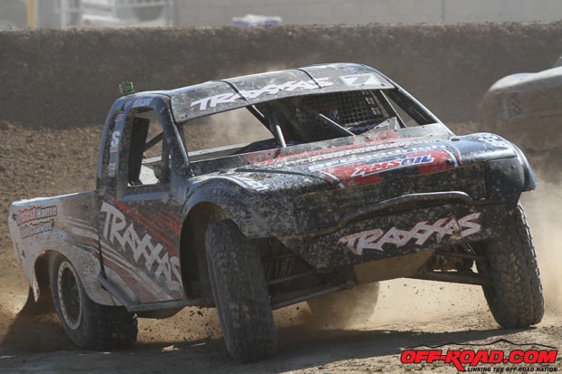 Keegan Kincaid ran out front for much of the Traxxas Jeff Huseman Memorial race. 