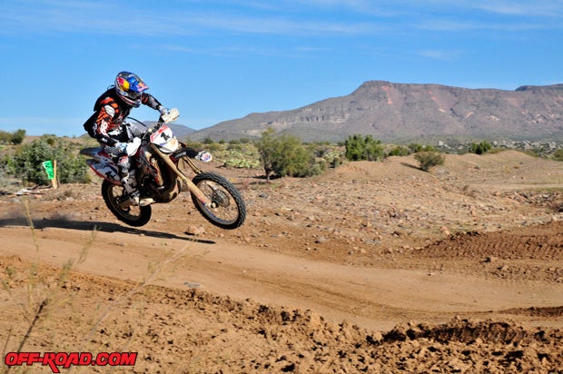 The JCR Honda 1x bike earned another Baja 1000 victory for Honda. Class 1 rookie Justin Davis earned the class win and the overall championship in Ensenada. The father-and-sone team of Scott and Andy McMillin earned another SCORE Baja 1000 victory in 2011. Photo by GETSOMEphoto