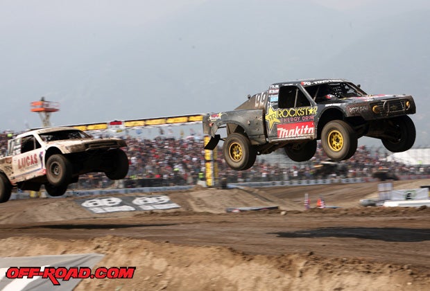 Kyle LeDuc (right) tried to keep Carl Renezeder at bay during the Pro 4 race. 