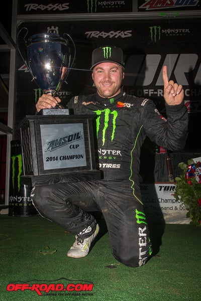 Kyle LeDuc celebrates another Amsoil Cup win.