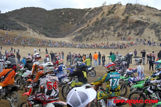 Riders filled the Glen Helen track during the Kurt Caselli parade lap.