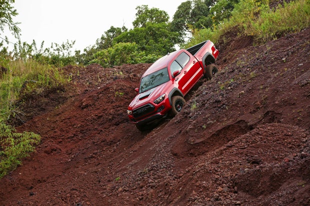 The TRD Pro features CRAWL Control, which allows the driver to select a literal crawl speed for the vehicle to maintain during downhill sections. 