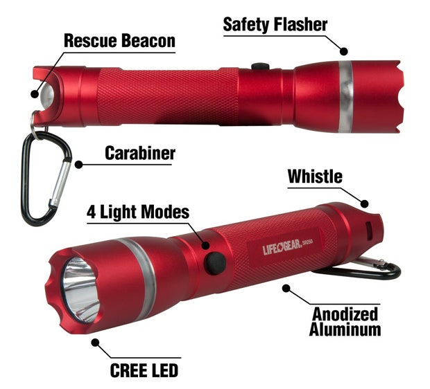 Life+Gear offers this multi-faceted flashlight that is a great item for children to have while on the trail.