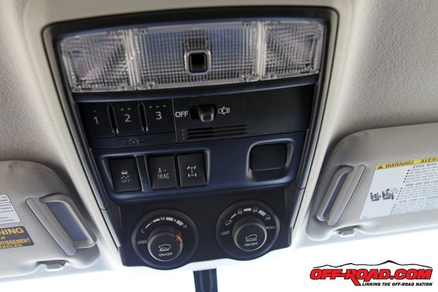 Overhead functions control a number of off-road functions for the 4Runner TRD Pro.