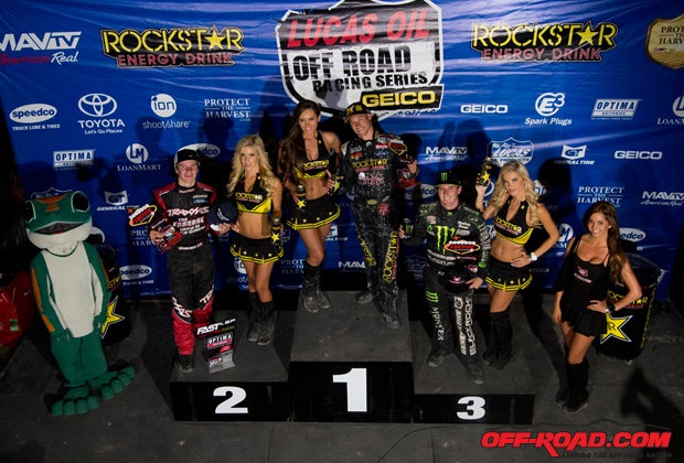 The Pro Lite Podium for Round 13: Brian Deegan earned first, Sheldon Creed second, and Casey Currie finished third. The championship battle is still tight in the class. 