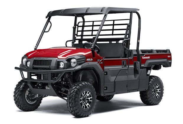 The Kawasaki Mule Pro-FX features a 1000-pound payload and a 2,000-pound tow capactiy.