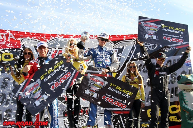 The Super Lite podium at the 2011 Lucas Oil Cup Challenge.