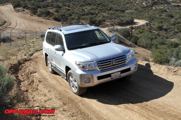 The Land Cruiser is a large SUV, and yet it still motors up moderate off-road terrain with confidence. 