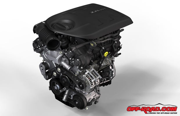 Jeep introduces a new 3.2-liter Pentastar V6 engine on the Cherokee based on the 3.6-liter Pentastar V6 found in the Grand Cherokee and Wrangler. 