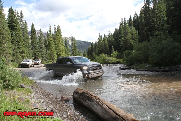 The added clearance and upgraded suspension on the Tundra TRD Pro made water crossing like this an easy task.