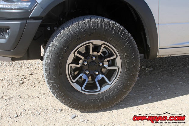 We like the styling of the two-tone 17-inch wheel on the Ram Rebel. 