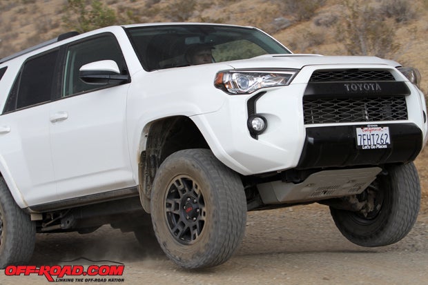 The 4Runner TRD Pro is impressive in the whoops, thanks in large part to its larger Bilstein shocks.