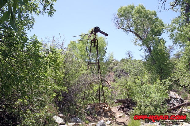 Remnants of the gold rush can still be found on the Back Road to Crown King, such as this old windmill thats been pierced a few times by bullets over the years.